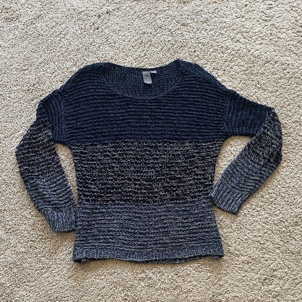 Quinn Navy and Gray Ombre Crew Neck Sweater